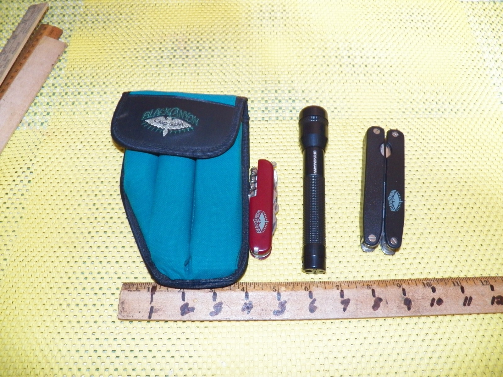 BLACK CANYON Camp Gear Nylon Belt Pouch w/ Pocket Knife, Flashlight &Multi-Tool