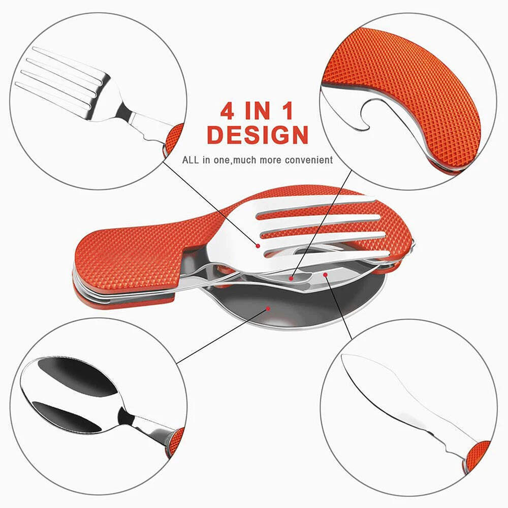 Foldable Camping Utensil Set – Multi-Functional Knife, Fork, Spoon Combo For Out