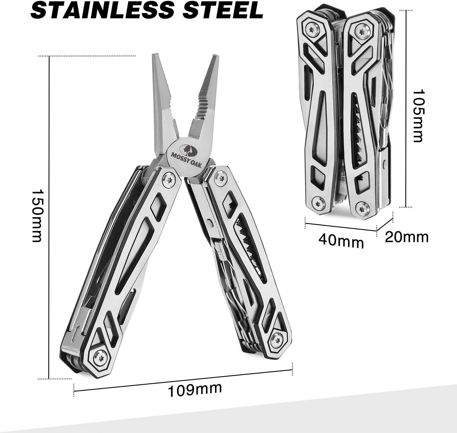 Multi Tool Pocket Knife 21-in-1/15-in-1 w/Safety Locking Multitool Pliers&Sheath