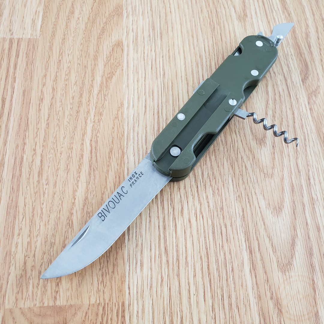 TB Outdoor French Army Camp MultiTool Knife Small Blade Green ABS Handle TBO056
