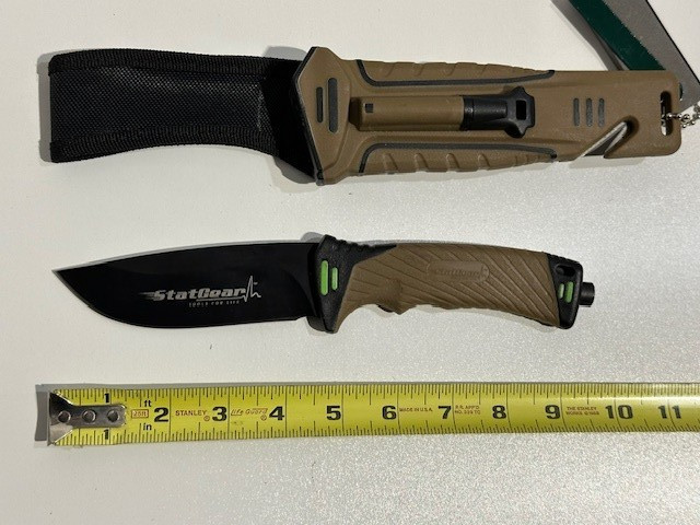 StatGear Surviv-All Hunting Knife Sheath Firestarter Cord Cutter Sharpener SL14