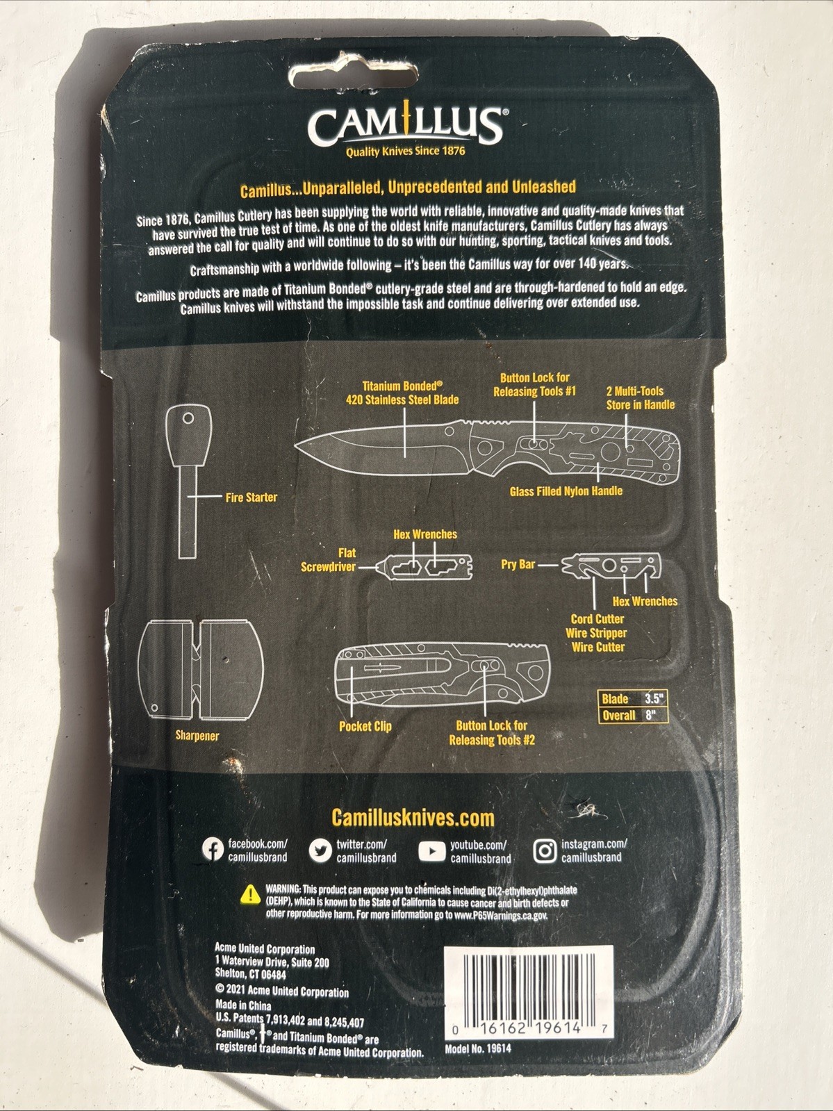 New Camillus Titanium Bonded Knife Camping Survival 8 Piece Tool Multi Set