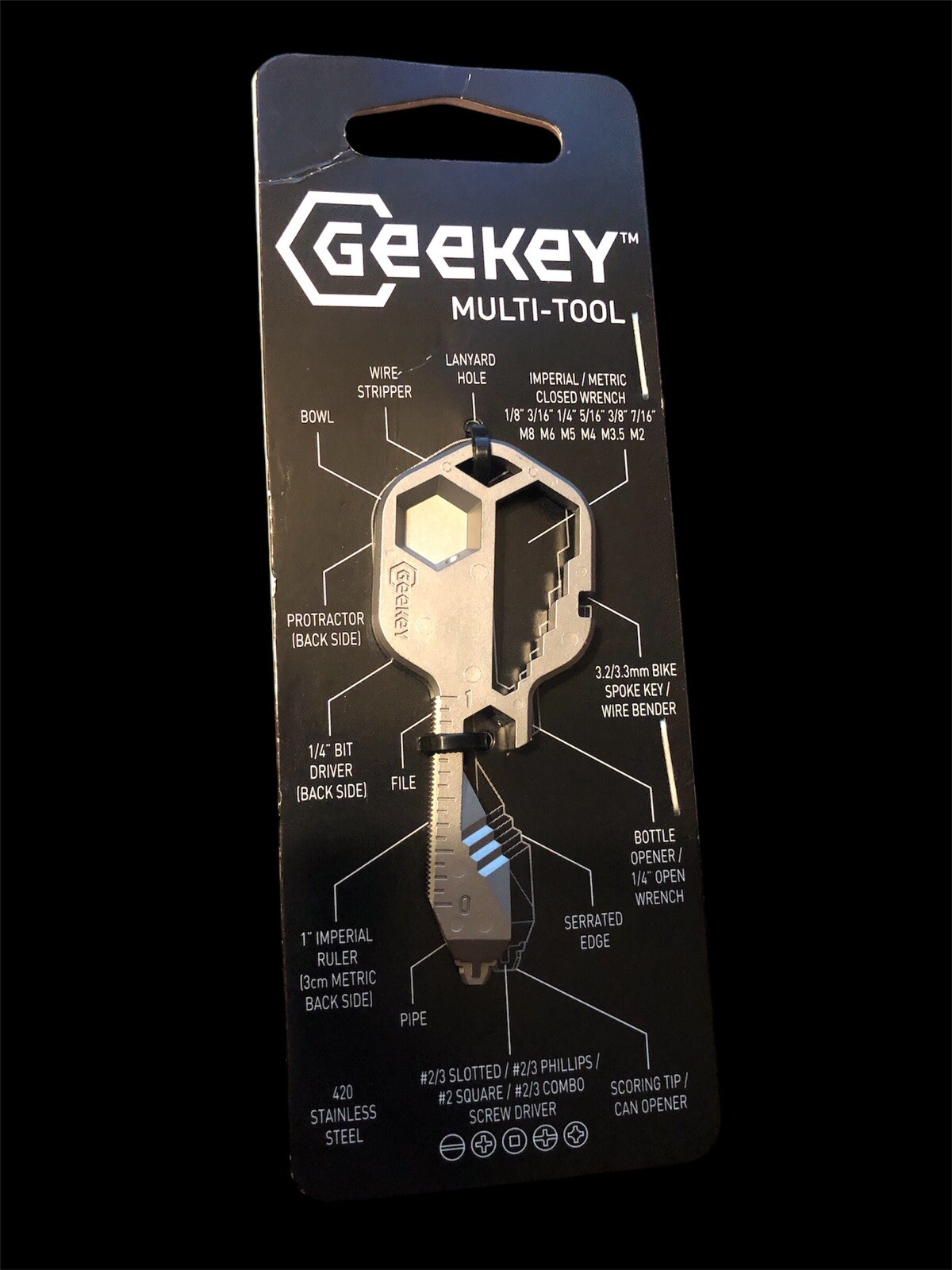 Geekey Multi-tool, THE Original Stainless Steel Key shaped EDC Tool, Great Gift