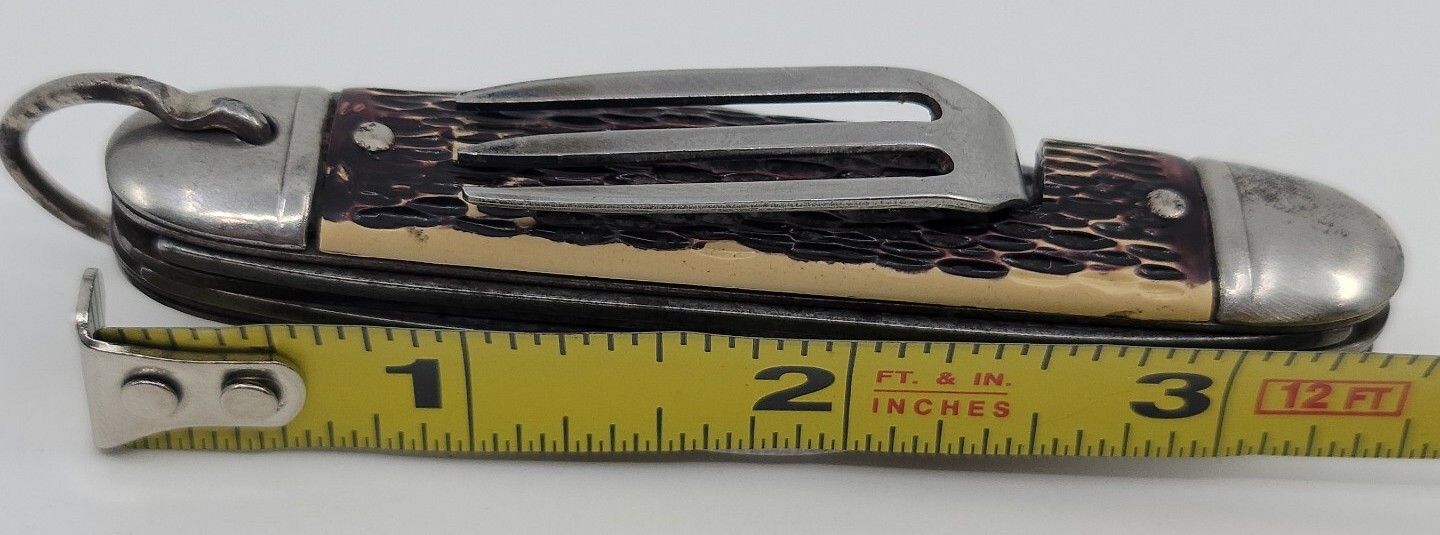 VINTAGE ORIGINAL COLONIAL FOLDING CAMP KNIFE SPOON FORK BOTTLE OPENER ANTIQUE