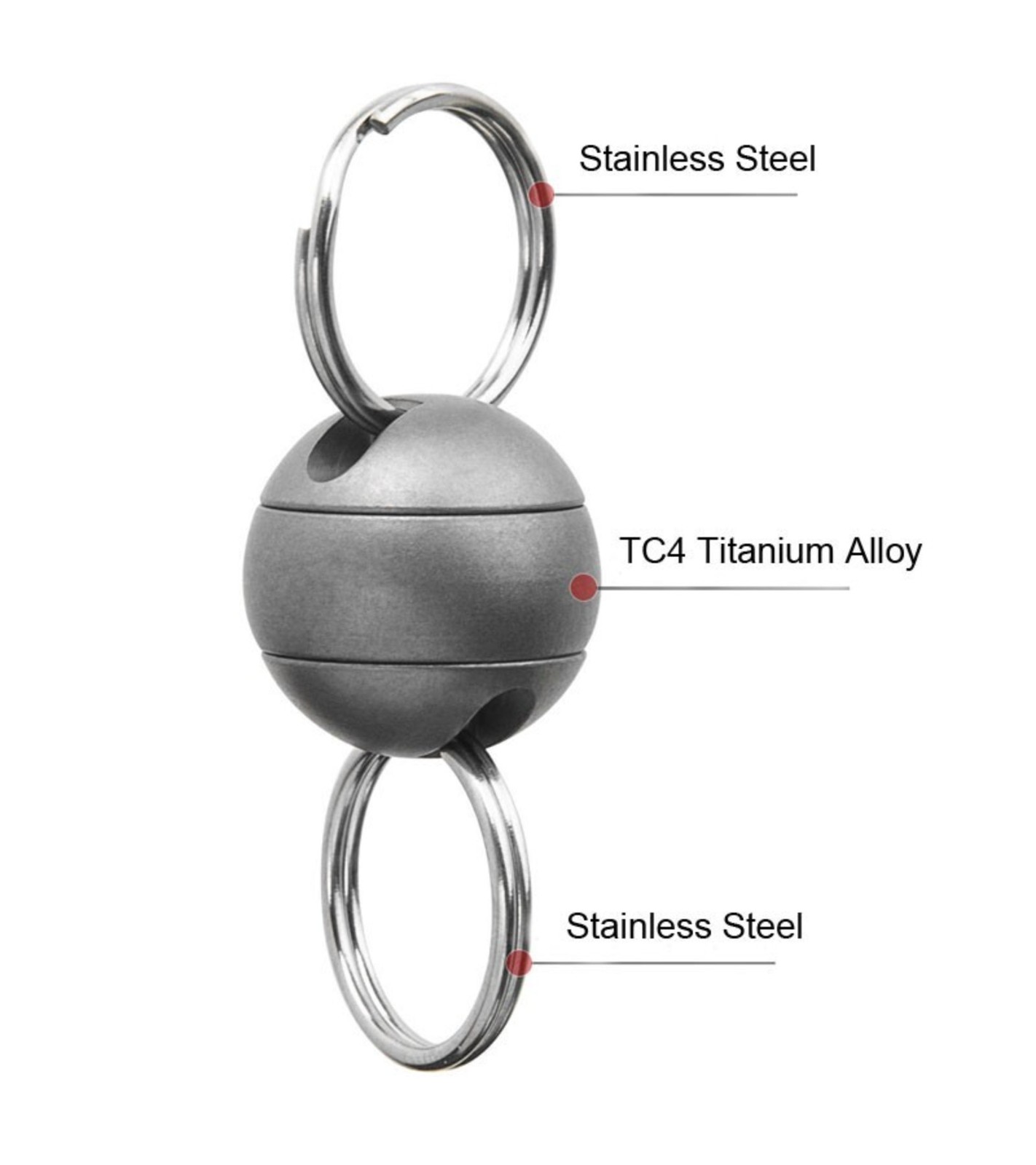 360 Degree Rotation Titanium Alloy Gimbal Keychain W Key Ring Car Keychain EDC