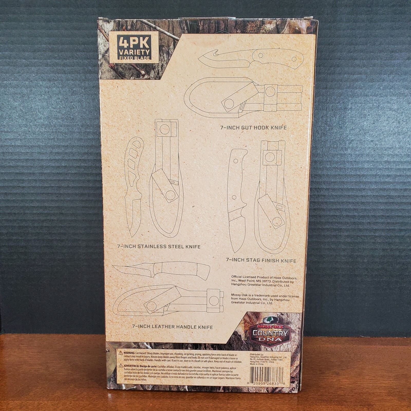 MOSSY OAK Country DNA 4 Pack Variety Fixed Blade 7″ Knife Set – Sheaths Included