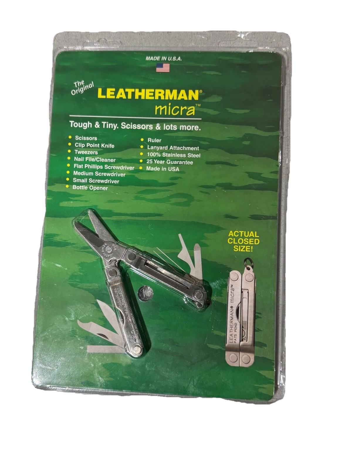 Vintage 1996 Leatherman Micra NOS Sealed First Year Multi Tool USA Pat Pending