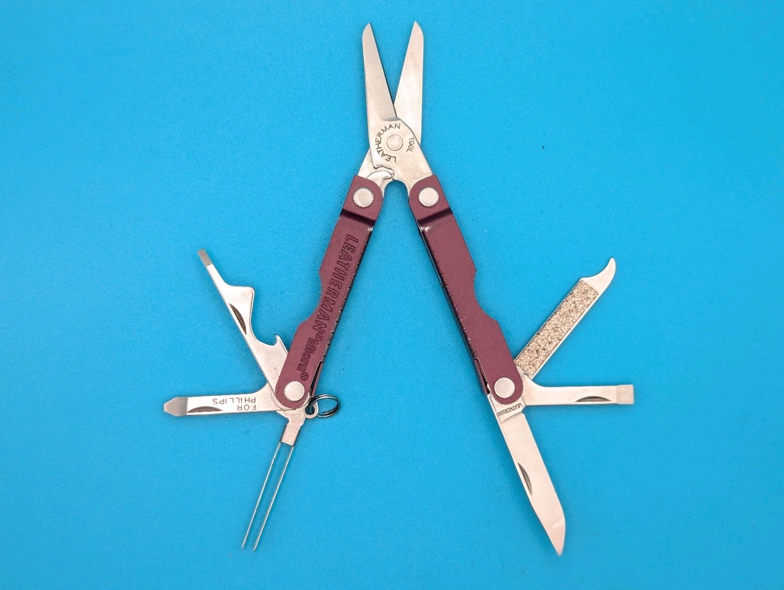 Leatherman Micra Multi-Tool, Knife, Scissors, Key Ring, Maroon!