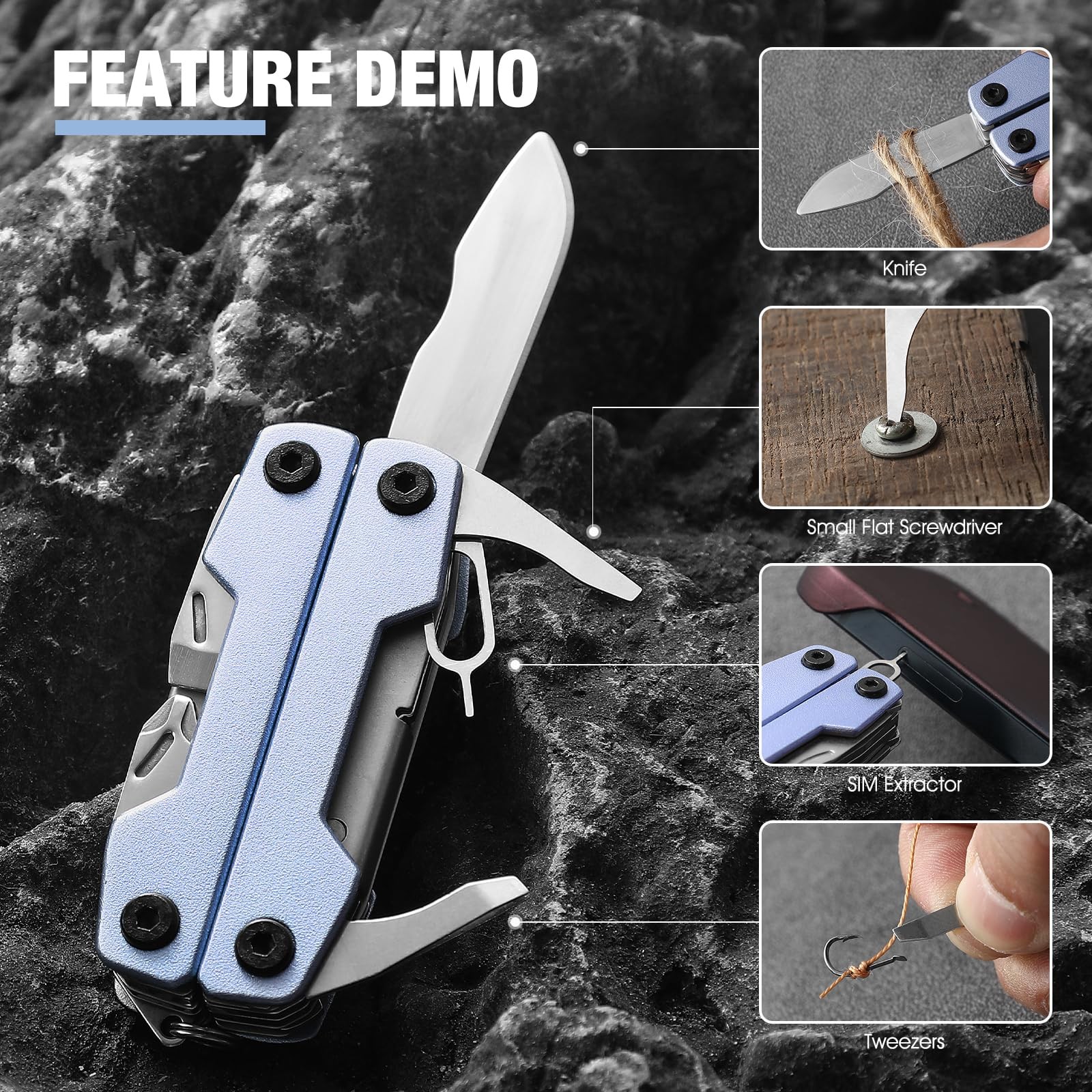Multitool with Pocket Knife,Gifts for Men and Women, 11-in-1 Mini EDC Multito…