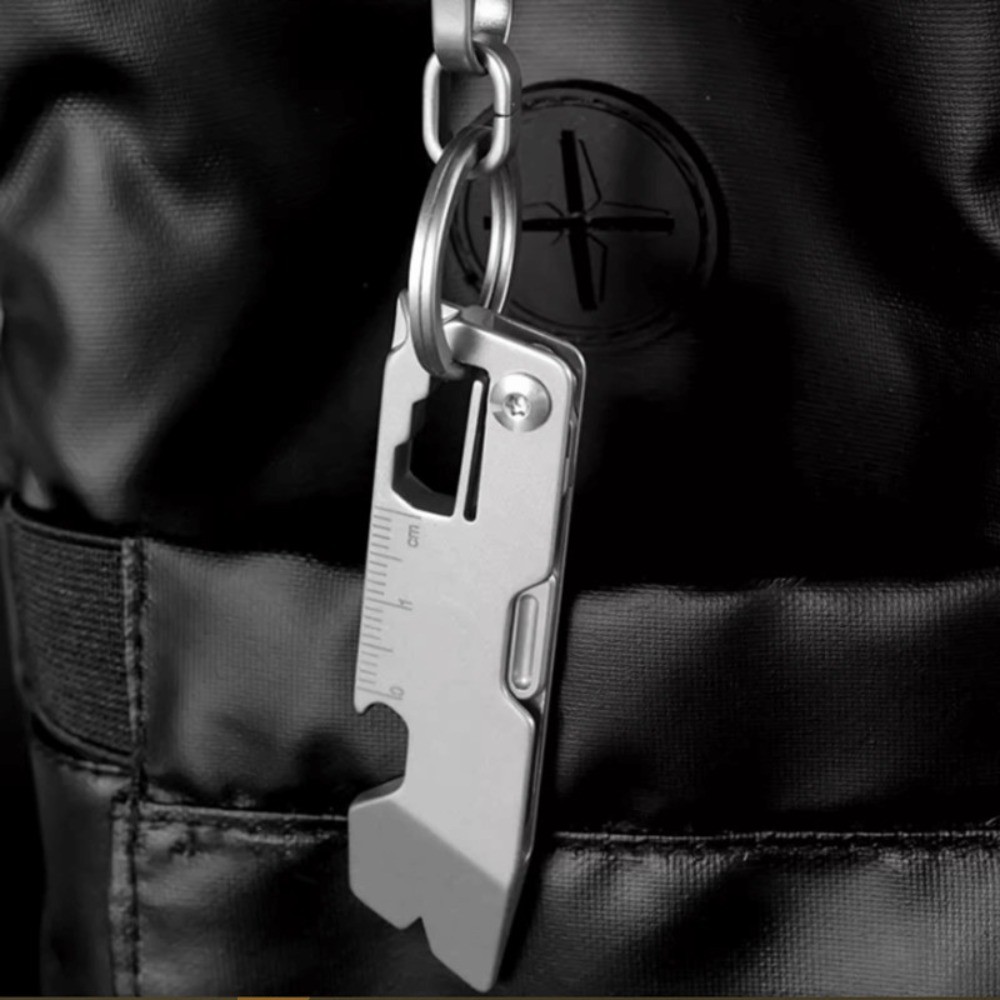 Titanium EDC Pry Bar Folding Scalpel Knife Pocket Keychain Crowbar Opener Ruler