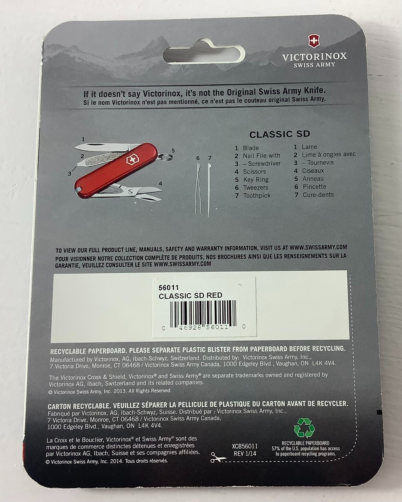 Victorinox Swiss Army Classic SD, (7) functions Folding Pocket Knife, Red
