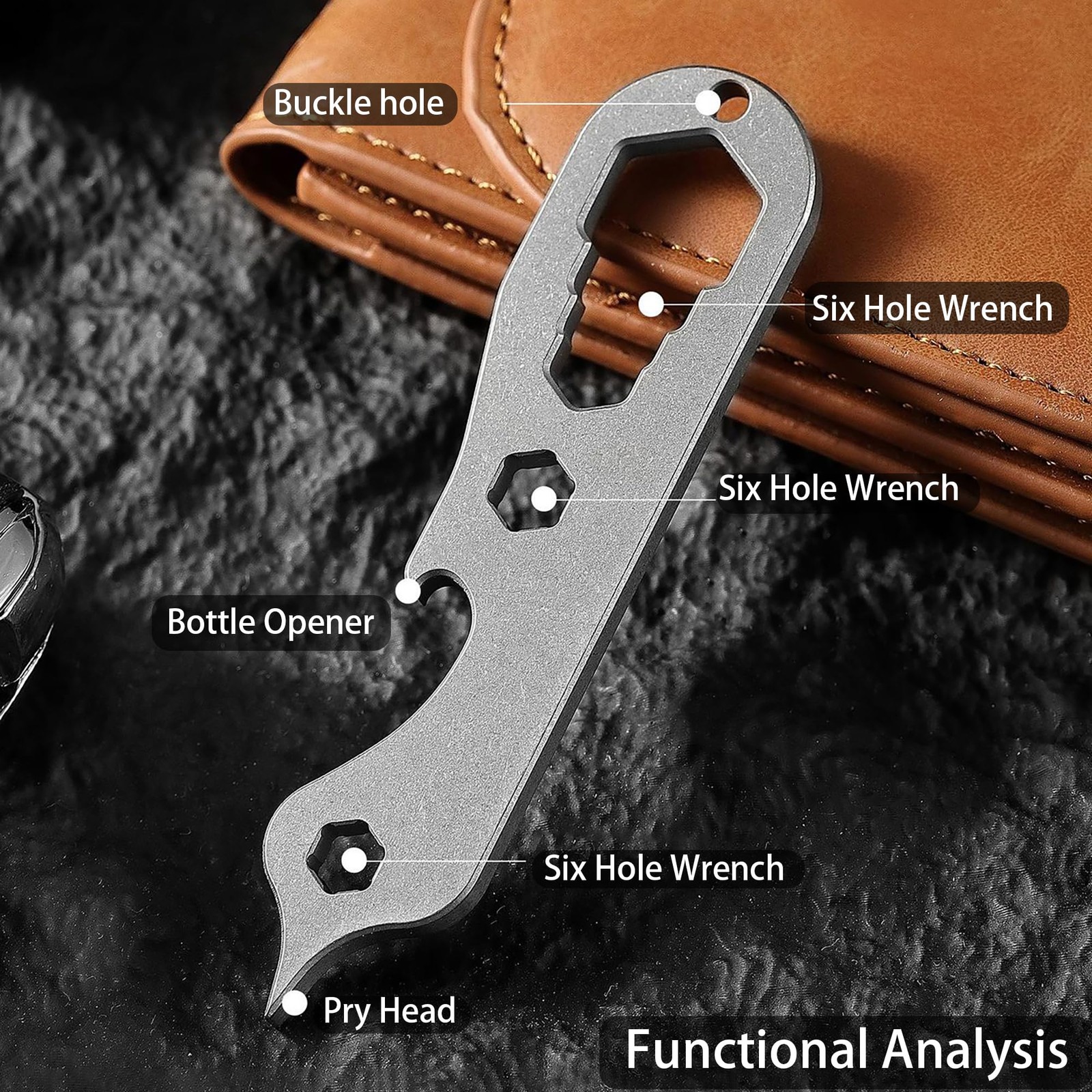 Titanium EDC Tools – Mini Multitool Pry Bar, Bottle Opener, Screwdriver, Hex …