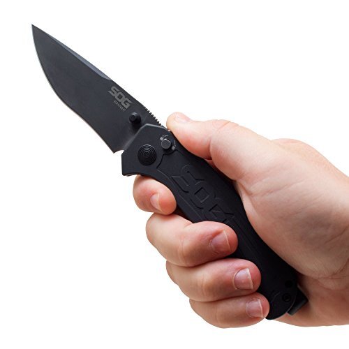 ~NEW~ SOG Banner BA1001 folding knife, black w/ black cerakote blade, USA made