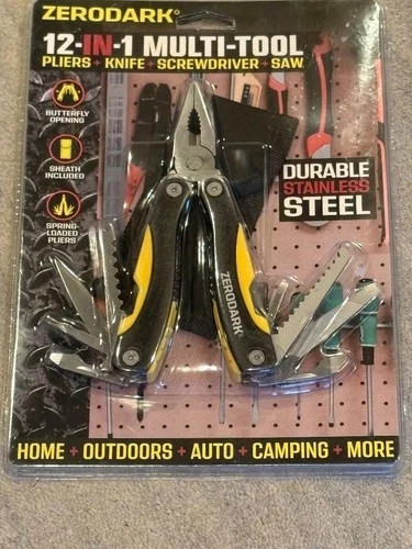 Zerodark 12 In 1 Multi Tool: Pliers, Knife, Screwdriver, Saw, Stainless Steel
