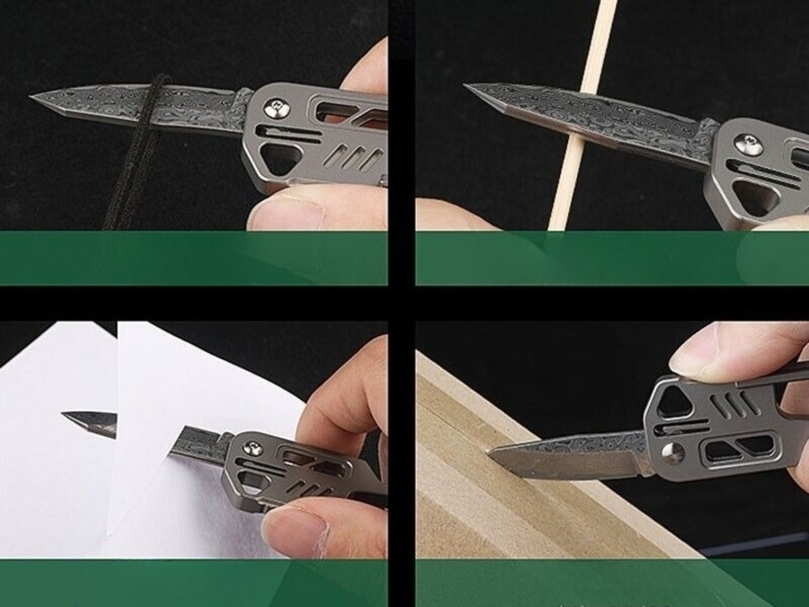 Edc Titanium Alloy Damascus Blade Keychain Outdoor Portable Folding Multi-tools