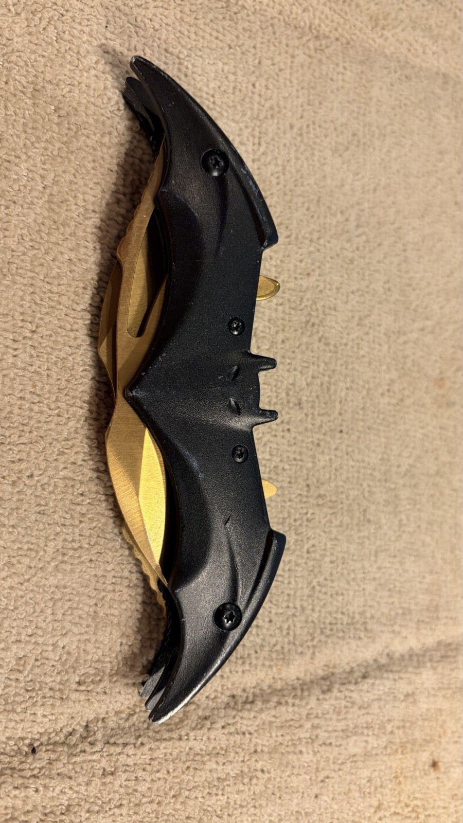 Batman Dual Hawkbill Folding Pocket Knife Gold & Black Fantasy Tactical EDC