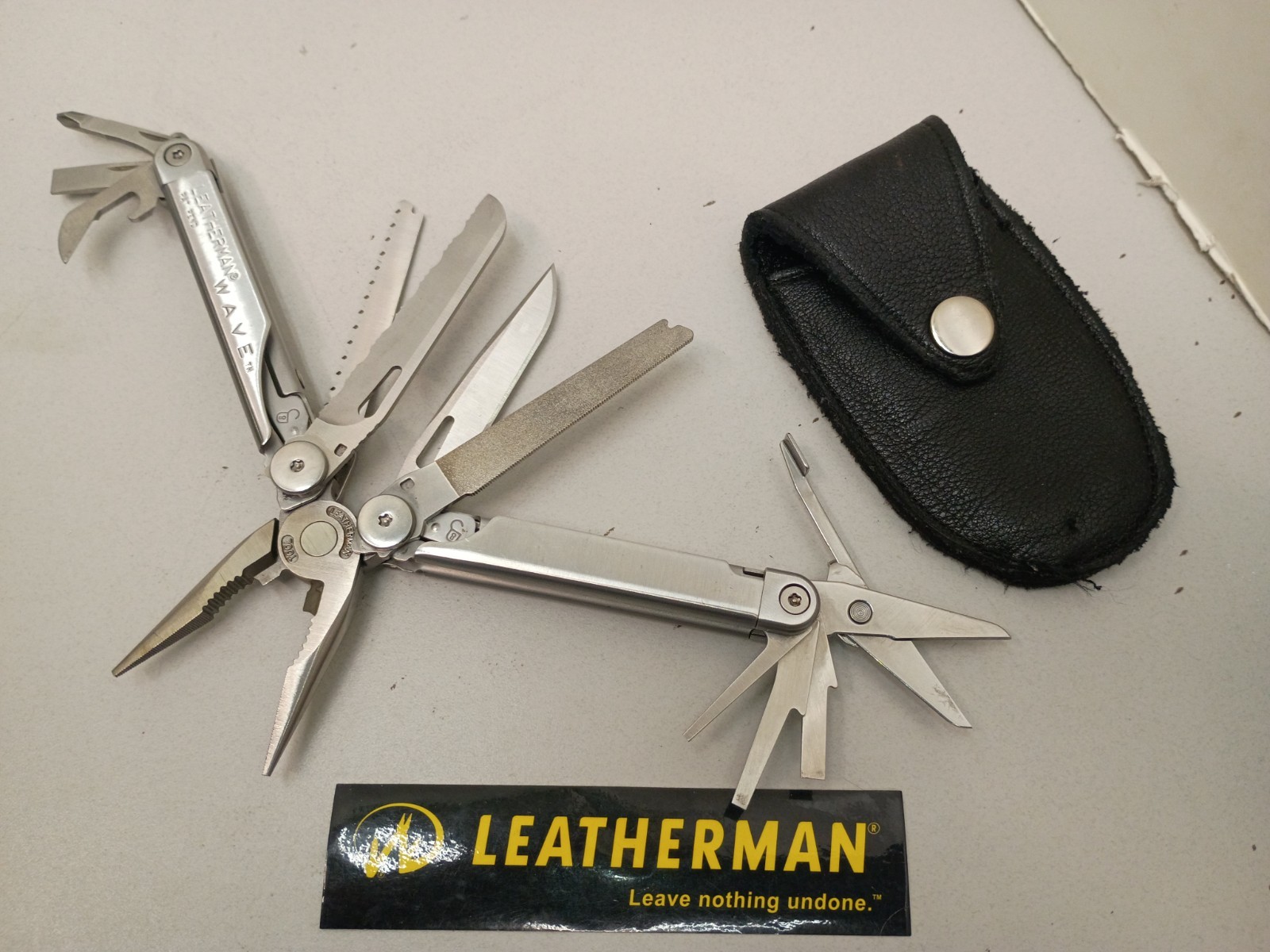 Vintage Leatherman Wave 1st Gen Multi Tool Pat Pend Custom Leather Sheath Case
