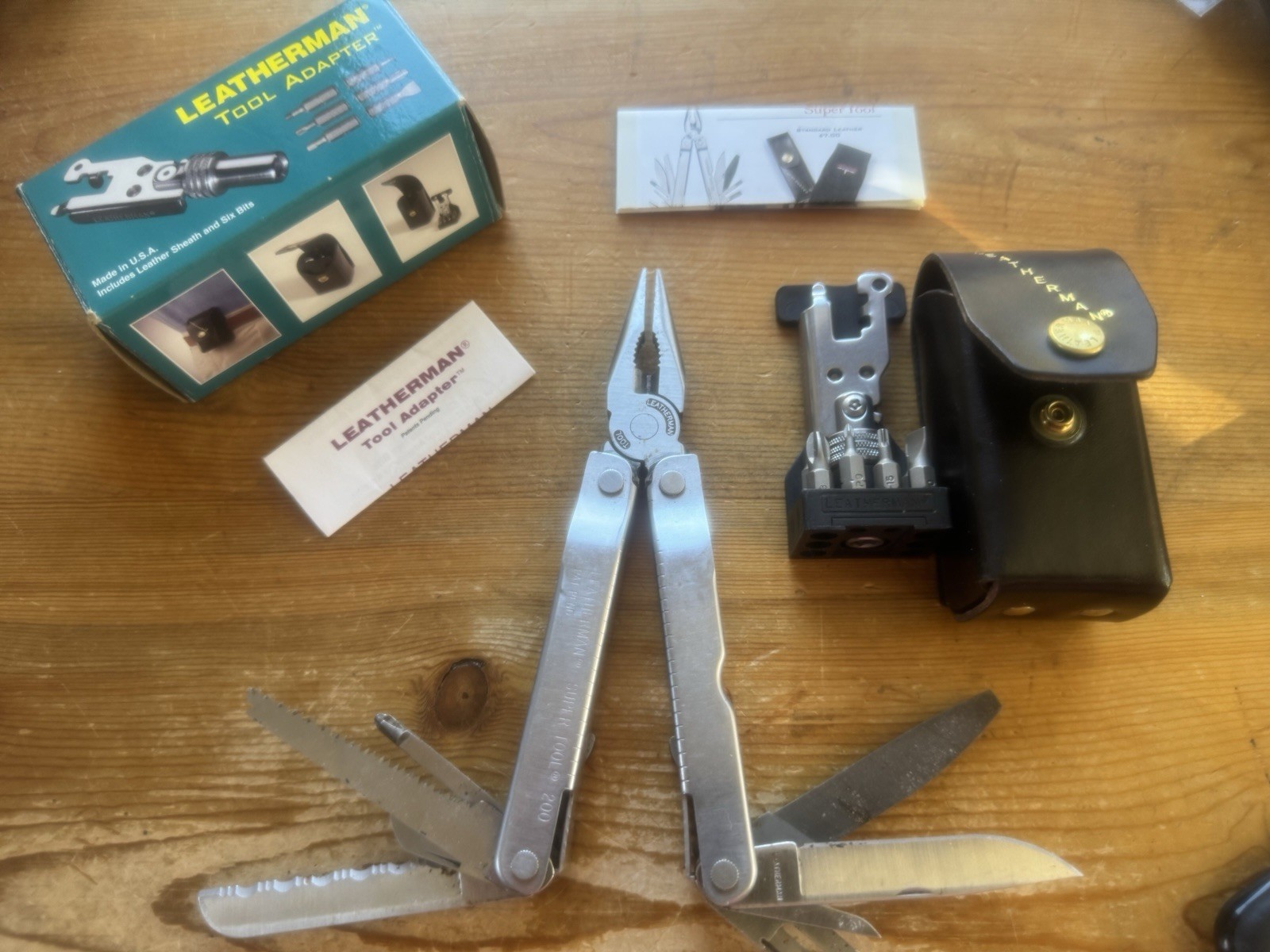 Leatherman Super Tool 200 w/ NOS Tool Adapter, Bits, Holder, Sheath