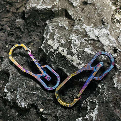 Titanium Alloy Keychain Carabiner w Ring Outdoor EDC Waist Hanging Buckle Tool