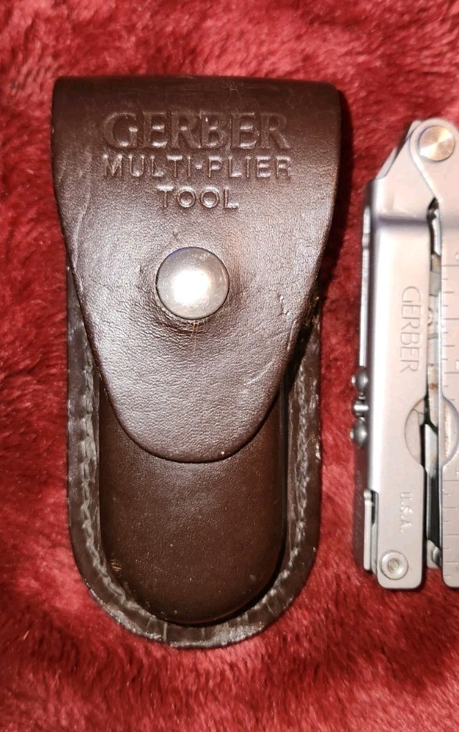 Gerber Multi Plier Tool Knife With Leather Belt Case Sheath Holder Early Run VTG