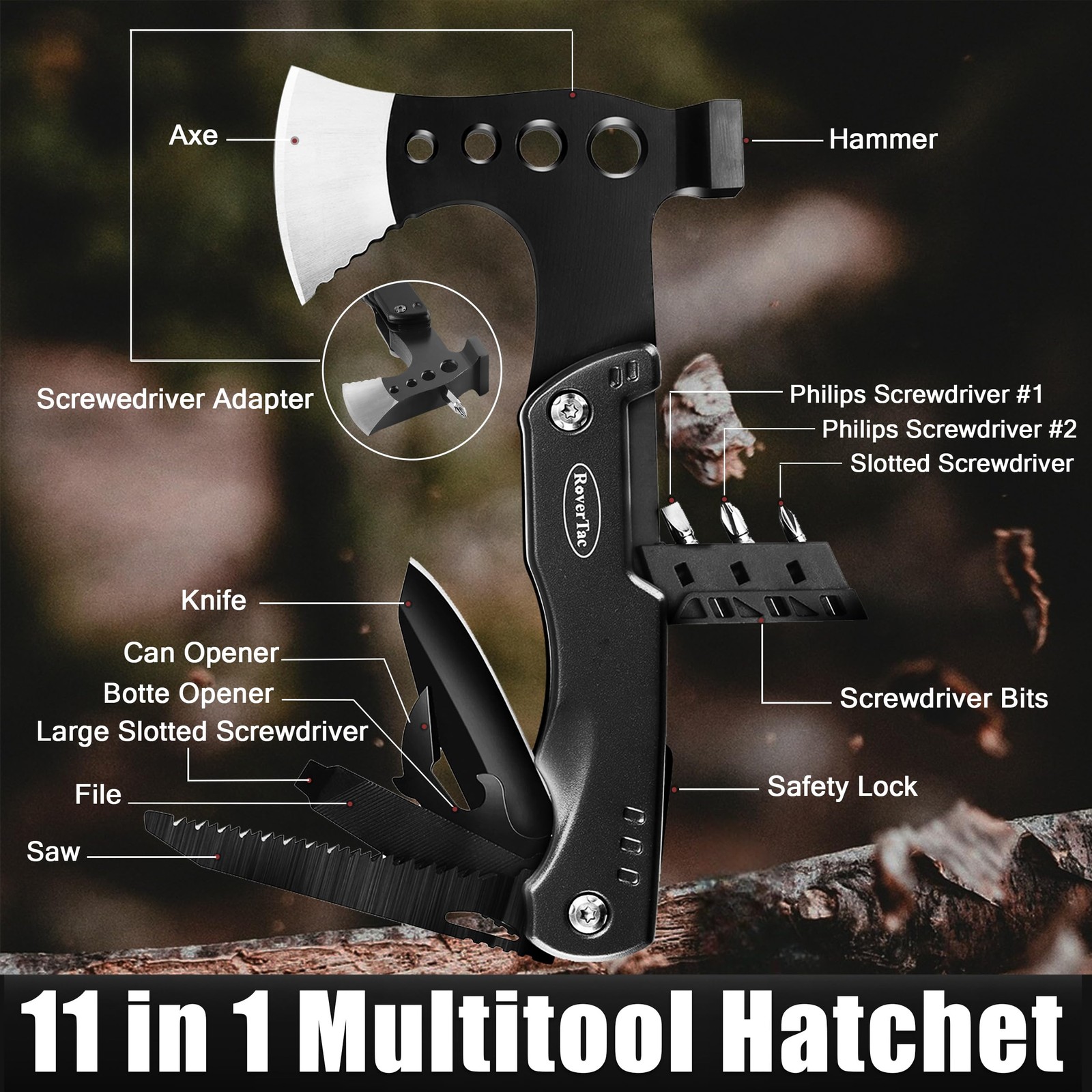 Multitools Gift Set, 11in1 Multi Tool with Axe, LED Flashlight,…
