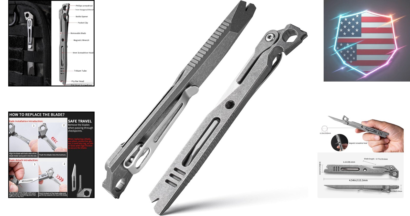 Titanium EDC Pry Bar,Pocket Multitool Mini Prybar,Keychain Crowbar Tool with …