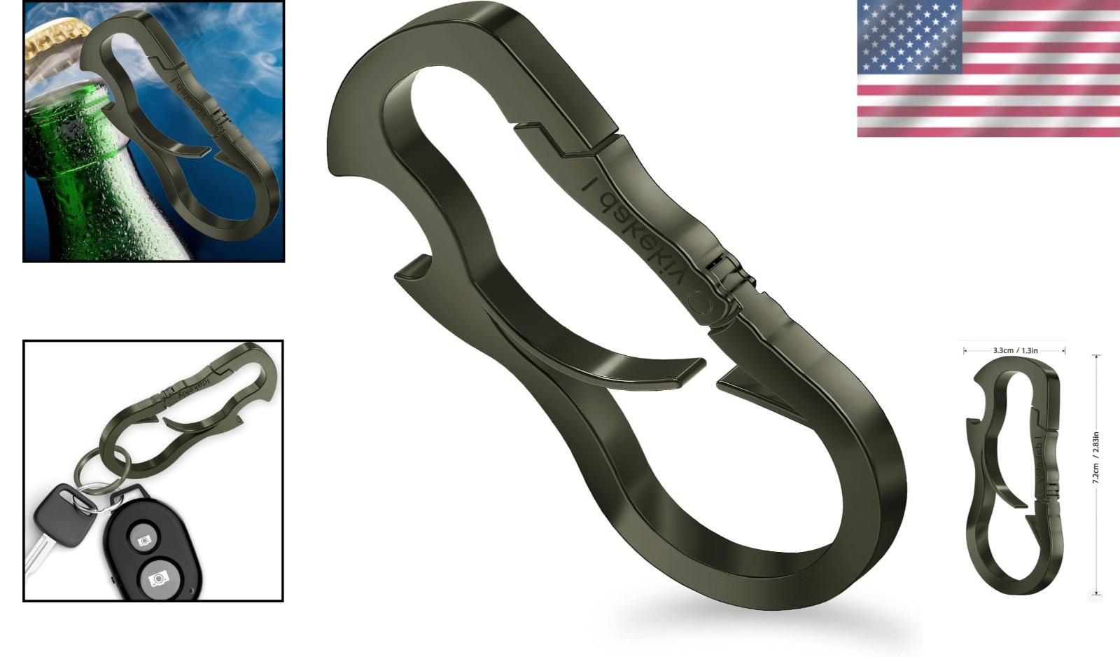 Dual Carabiner Keychain Tool with Bottle Opener – Stylish & Lightweight Design