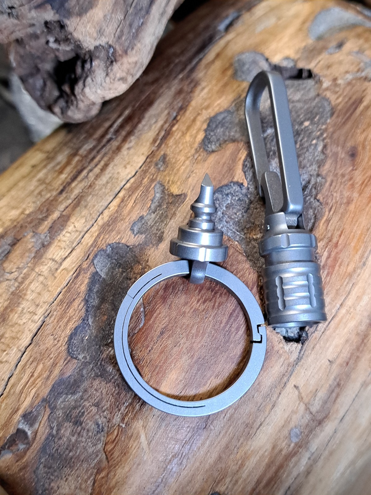 EDC Titanium Keychain Belt Loop Clip Quick-Release With Built-in Box Opener
