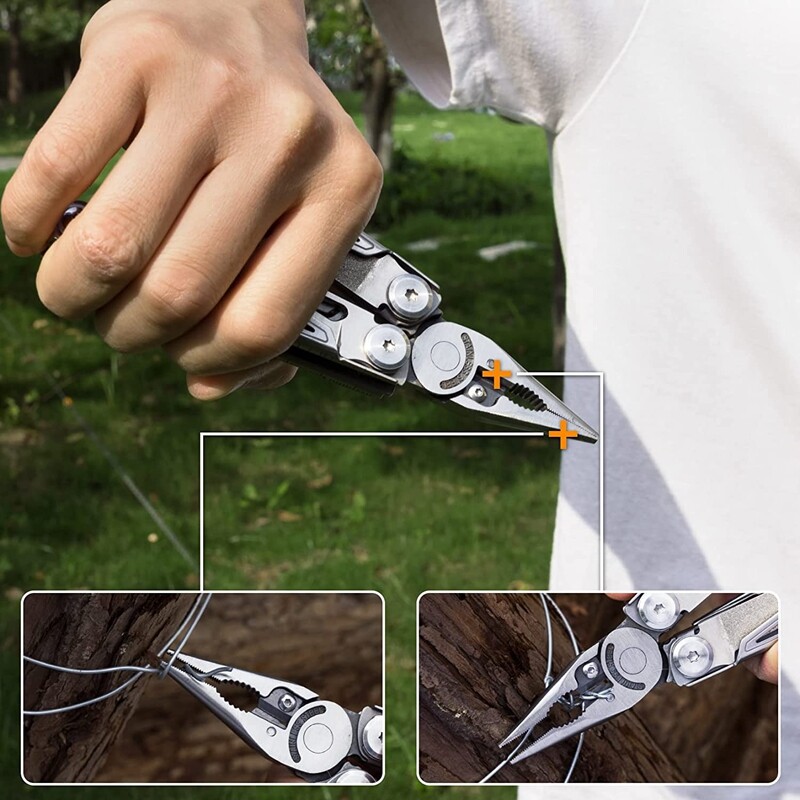 Flissa 16 In 1 Multi Tool Pliers Portable Outdoor Survival Compact Folding Knife
