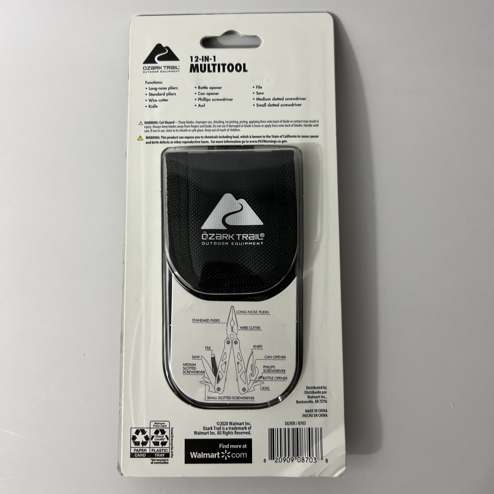 Ozark Trail 12-In-1 Multi-Tool Screwdriver Knife Pliers Saw w/ Sheath, New.