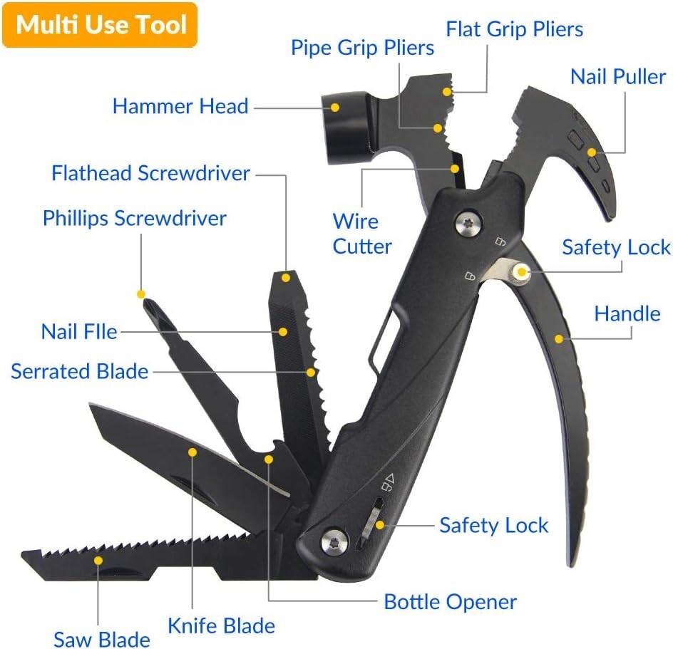 POELAND HAMMER 12-IN-1 MULTI-TOOL FOR CAMPING,HUNTING,HIKING,FISHING
