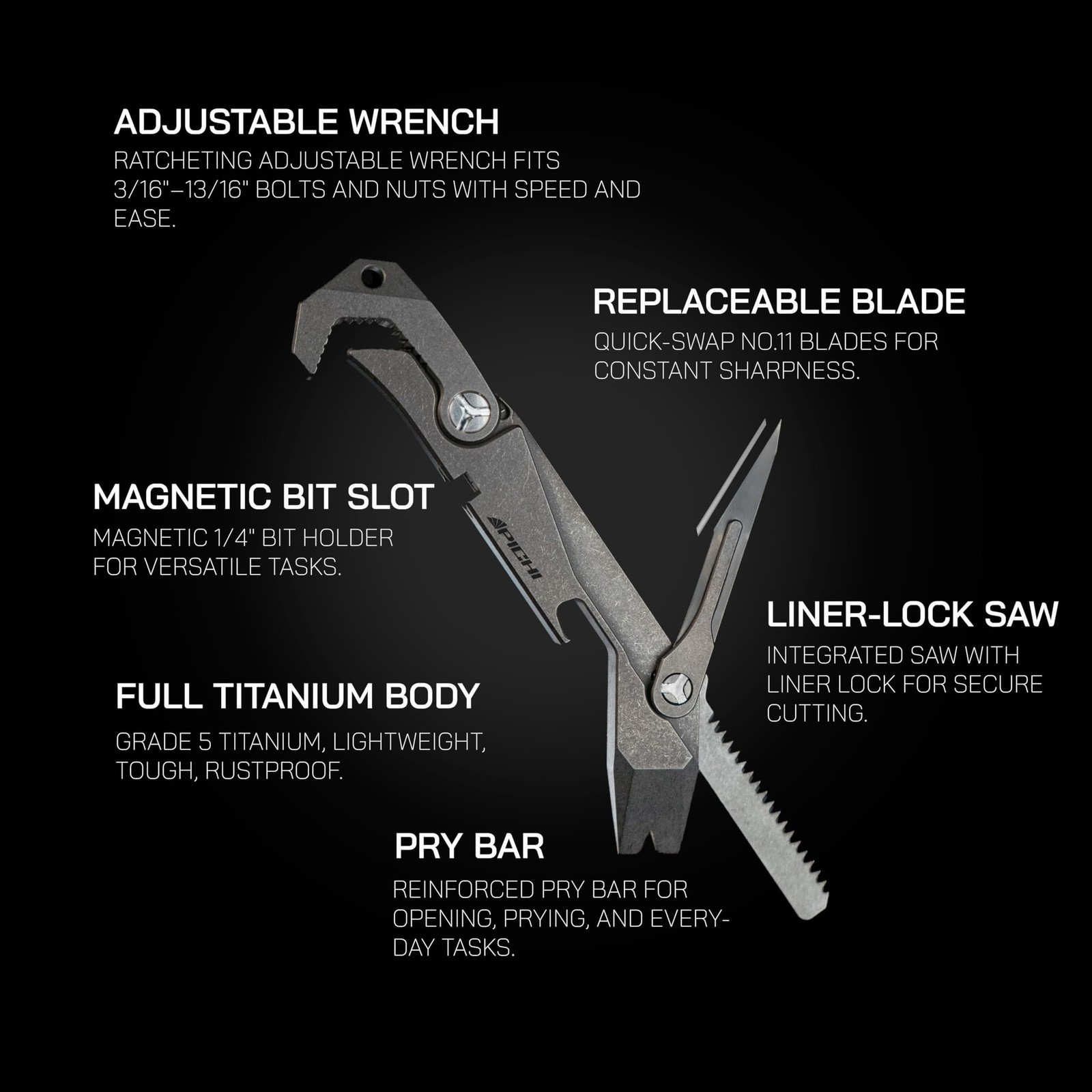 X2S Titanium Multitool EDC Multitools 6-In-One Pocket Wrench Pry Bar Crowbar …