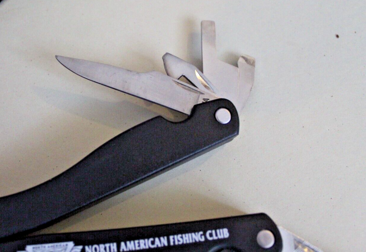 North American Fishing Club Multi Tool Knife Pliers Black with Holder