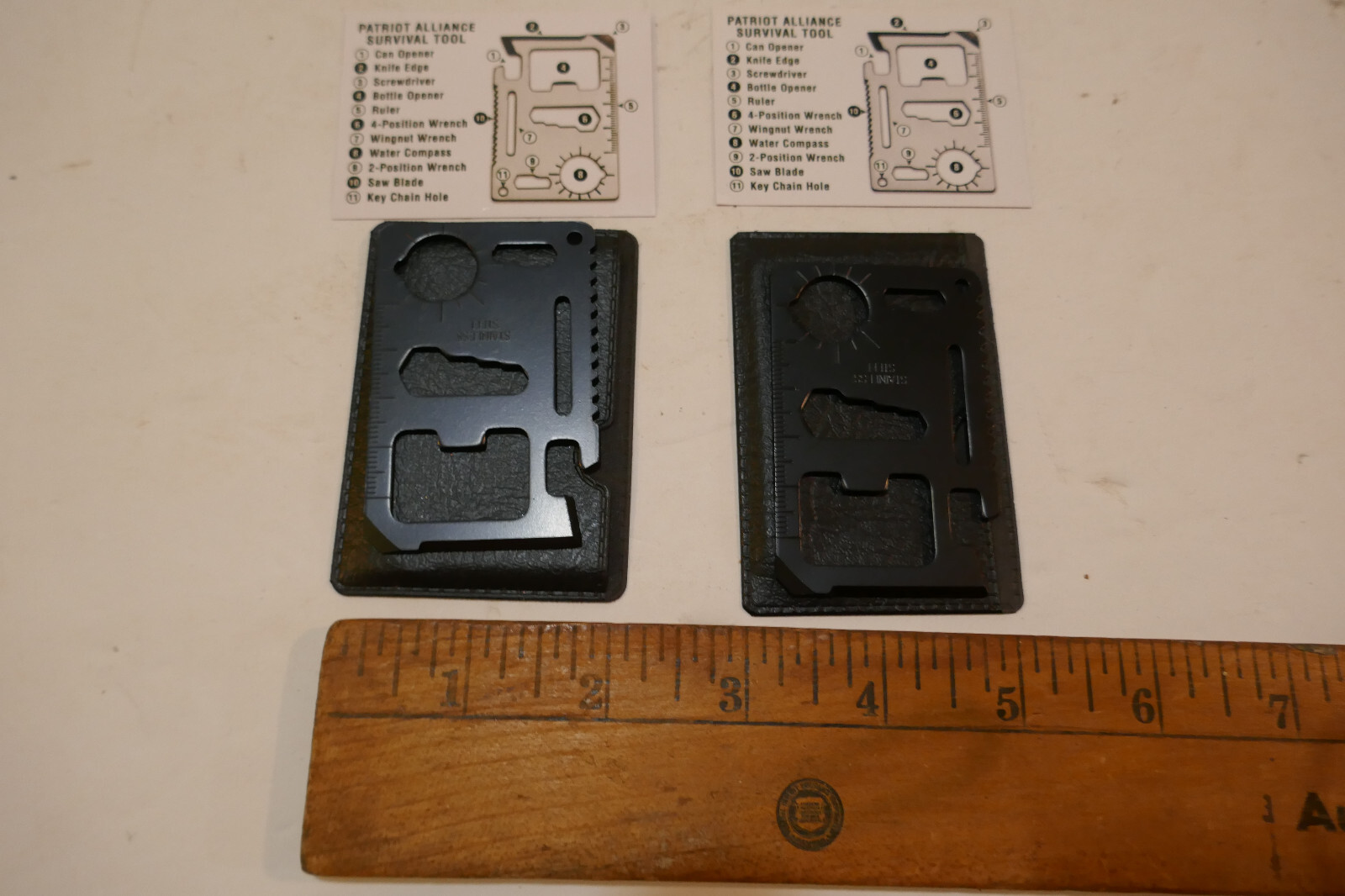 2 x 11 in 1 Multi Tool pocket wallet thin survival outdoor credit card knife