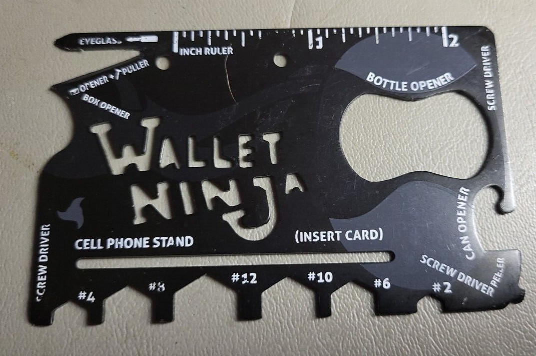 Wallet Ninja Multitool Card, 18 in 1 Credit Card Size Multi-Tool