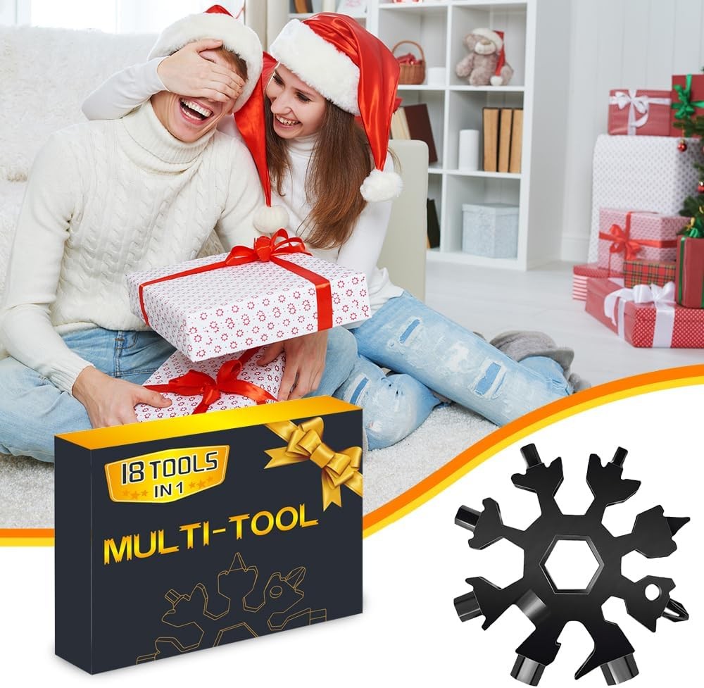18 in 1 Snowflake Multitool & 8 in 1 Card Tool Stocking Stuffers Men Christmas