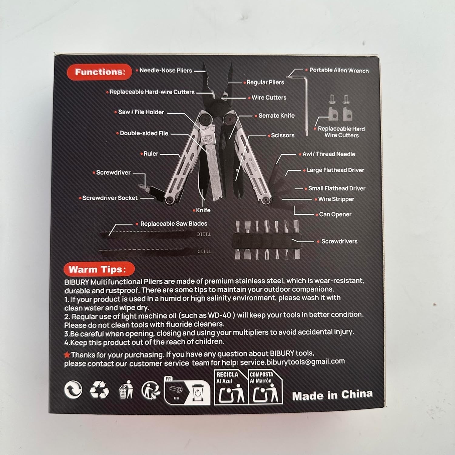 BIBURY Multitool Pliers, Stainless Steel 31-in-1 Multi Tool Pliers with Repla…