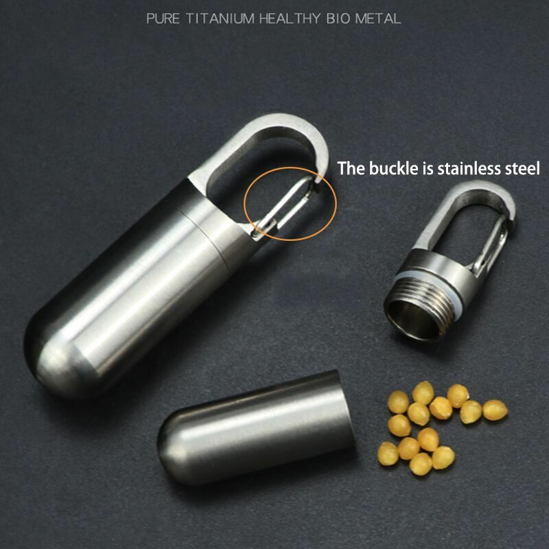 Titanium Keychain Waterproof Box Integrated Medicine Pill Box EDC Survival Boxes