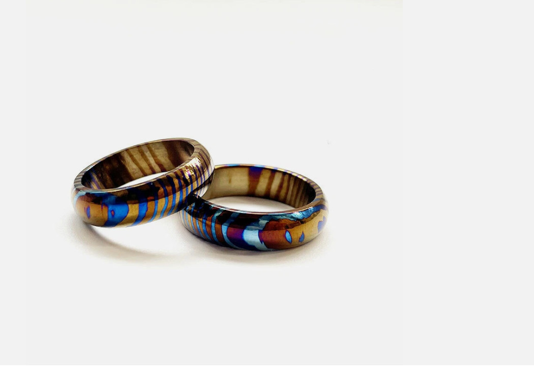 Titanium MokuTi Timascus Round Finger Ring Necklace Pendant Bead Decorative EDC