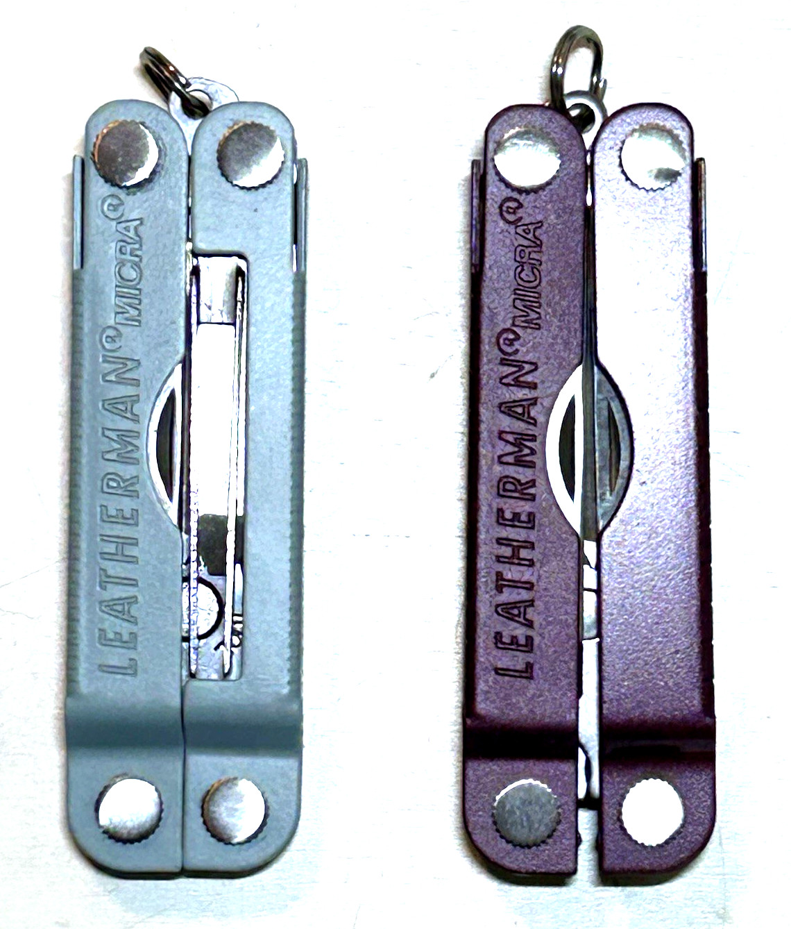 LEATHERMAN Micra Keychain Multi-tool w Grooming Tools Pliers Cherry/Artic Blue