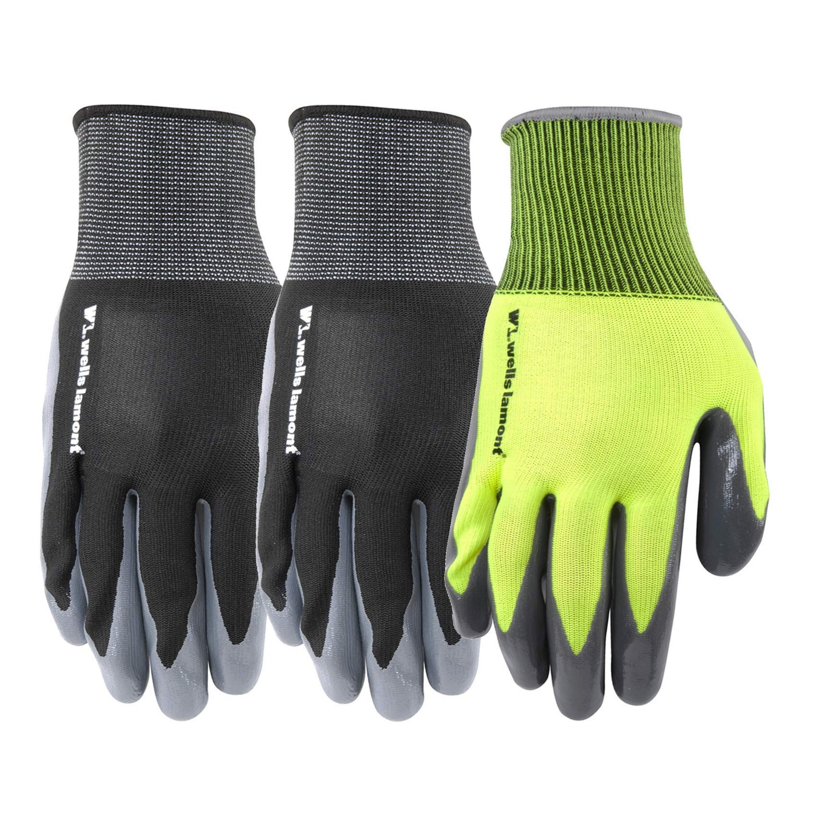 Wells Lamont 3 Pair Pack Men’s Nitrile Coated Grip Work Gloves, Medium 546MF,…