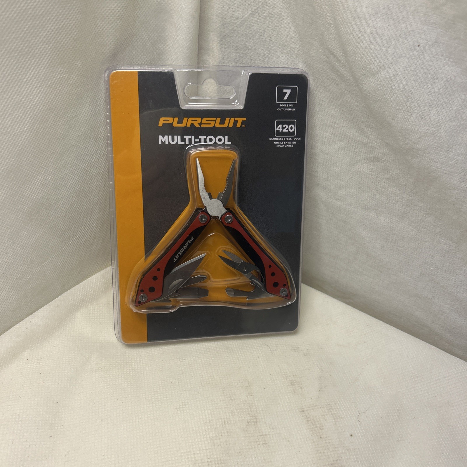PURSUIT Multi-tool 7-in-1 Stainless Steel/ RED Color Combo Tool New Sealed