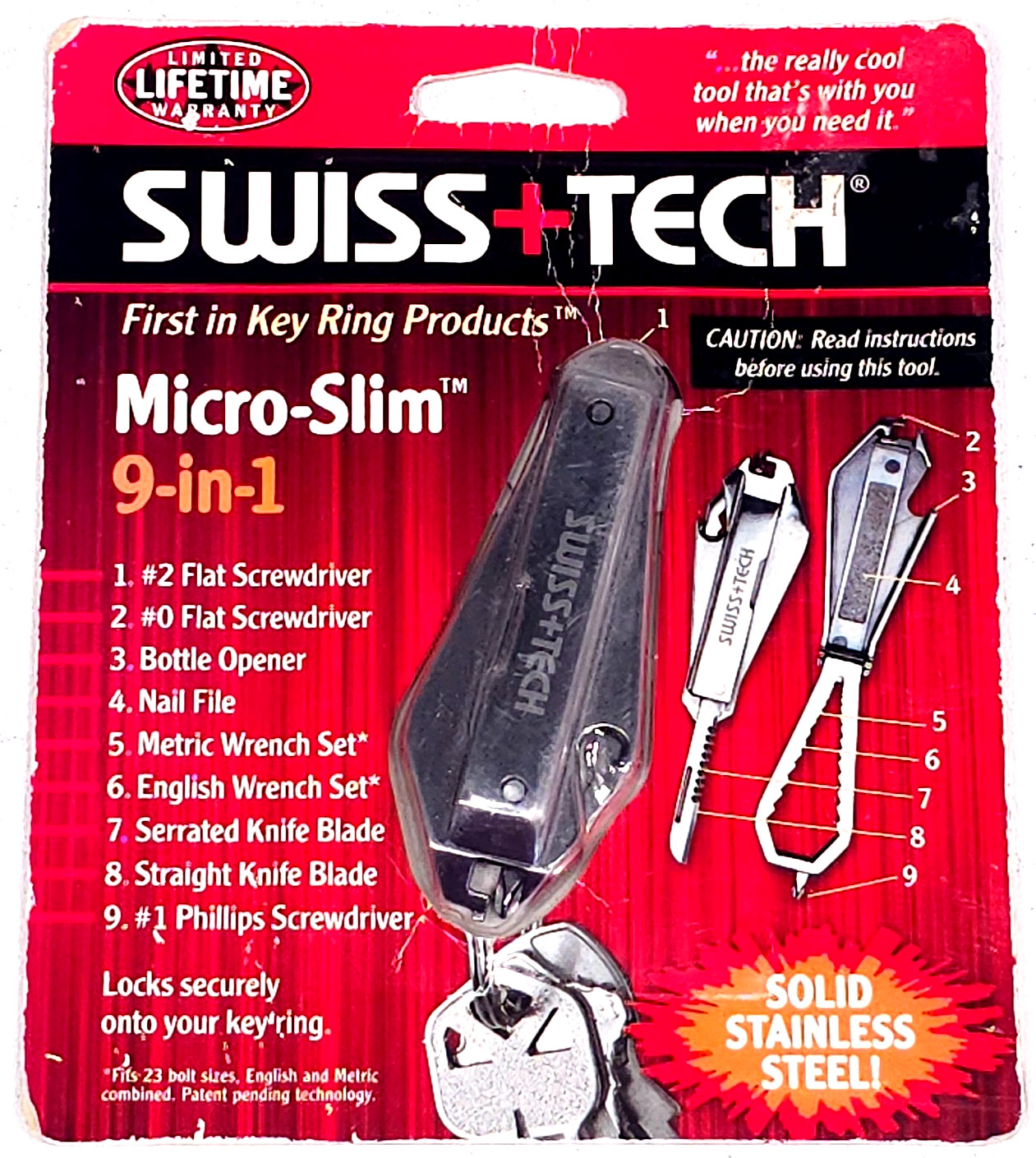 NEW SEALED SWISS + TECH Micro-Slim 9 in 1 Multi Tool Stainless Steel MSCSSS