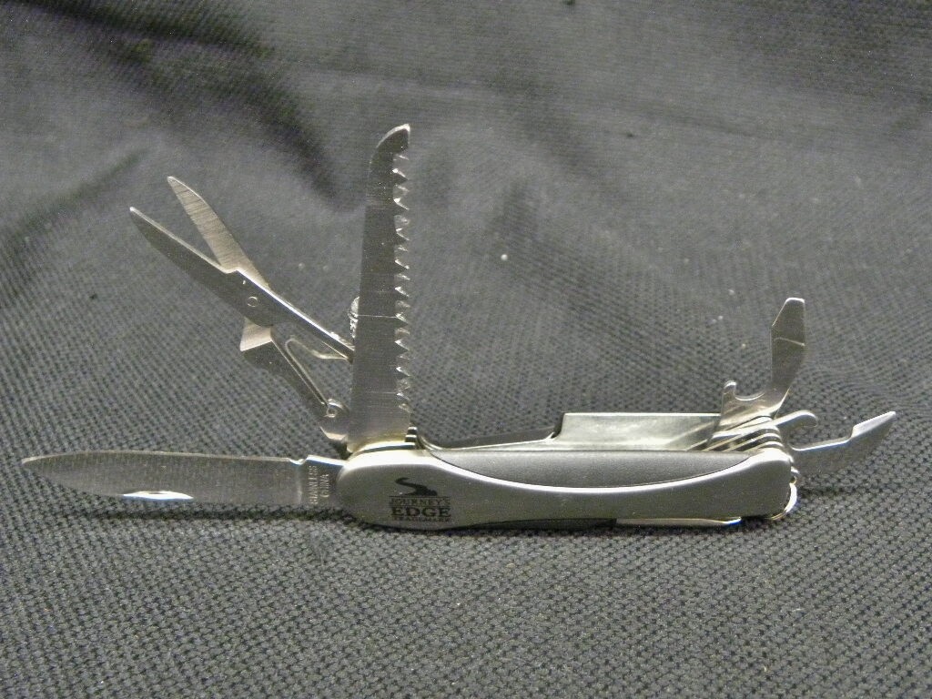 Lot of 6 Silver Pocket Swiss Army Style Knife with Black Nylon Case