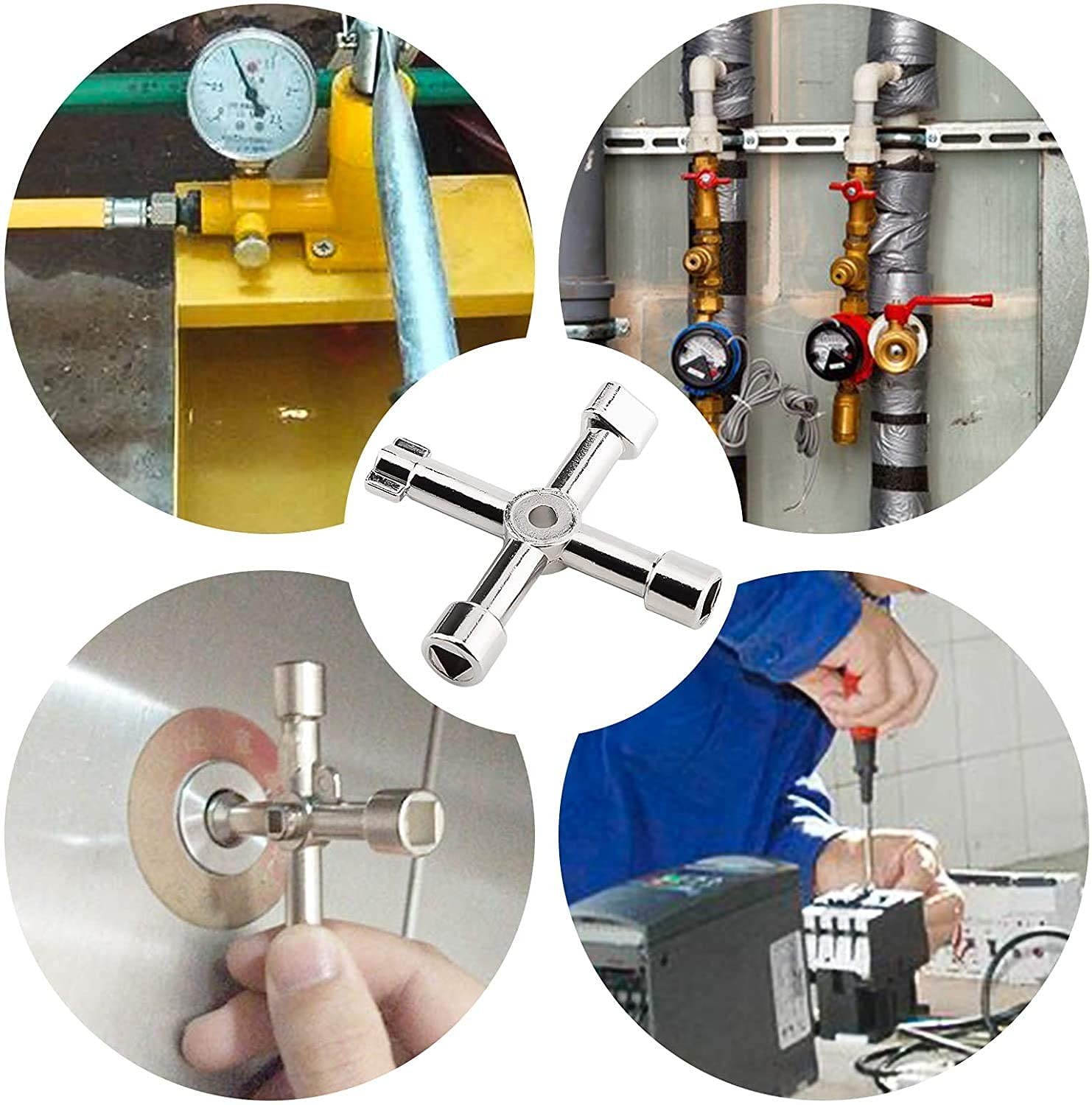 4 Way Control Cabinet Key, 4 in 1 Multifunctional Keys for Meter Box…