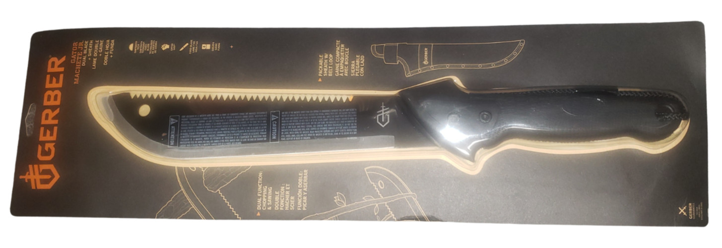 New Gerber Gator Machete Jr Junior Dual Blade and Sheath Integrated Saw Lanyard