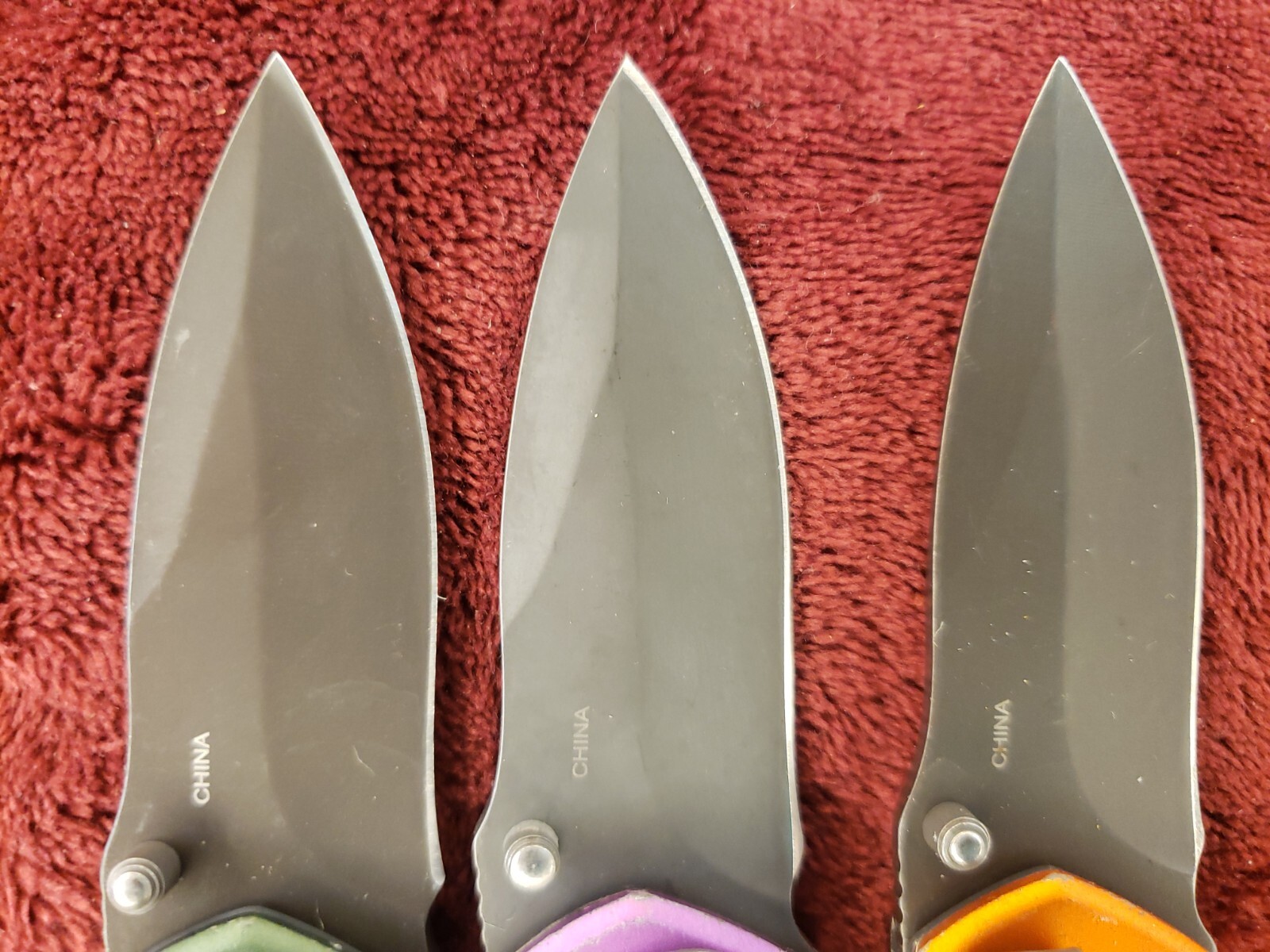 Lot 3 Cabela’s Plain Edge Liner Lock Aluminum Scale Folding Green Purple Orange