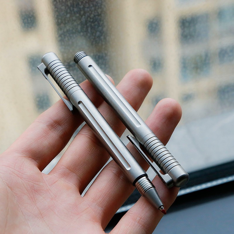 Titanium Alloy Mini Pocket Pen with Clip EDC Compact Metal Gel Signature Pen