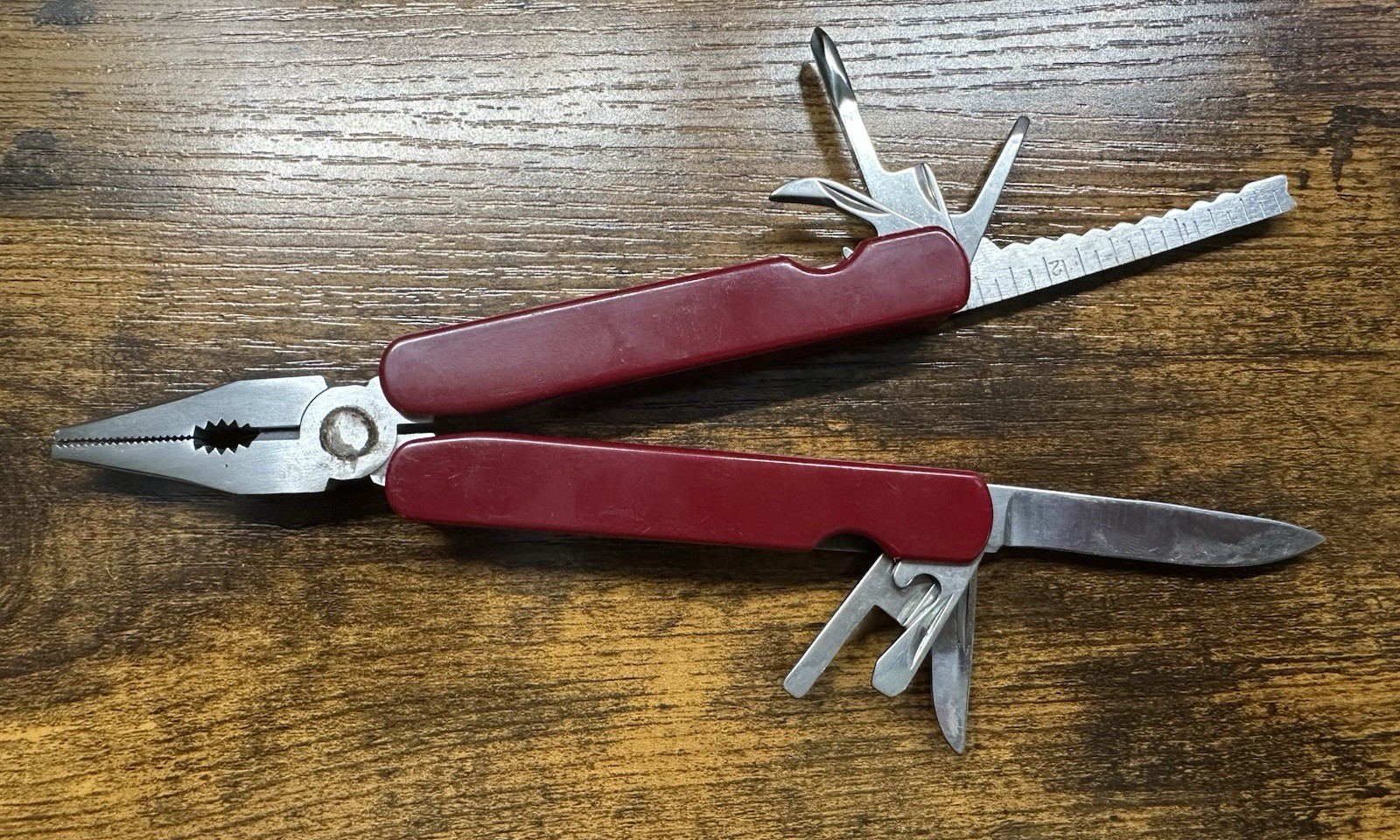 9 Pieces Burgundy Wine Red Mini Multi-Tool Survival Knife Blade Pocket