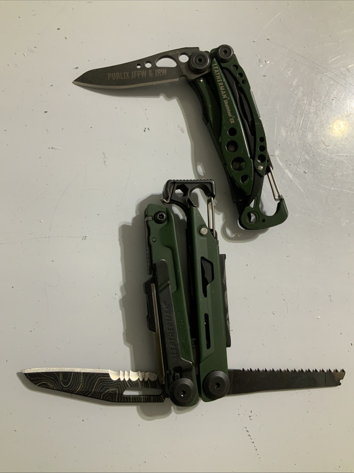 Leatherman SIGNAL & Skeletool CX TOPO Multi-Tool Green Good Condition